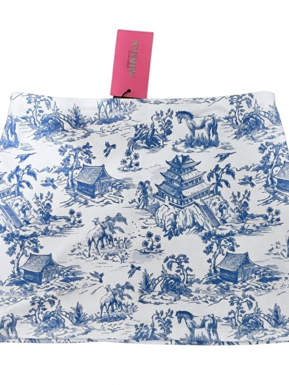 Edikted Delft Print Low-Rise Mini Skirt in XS